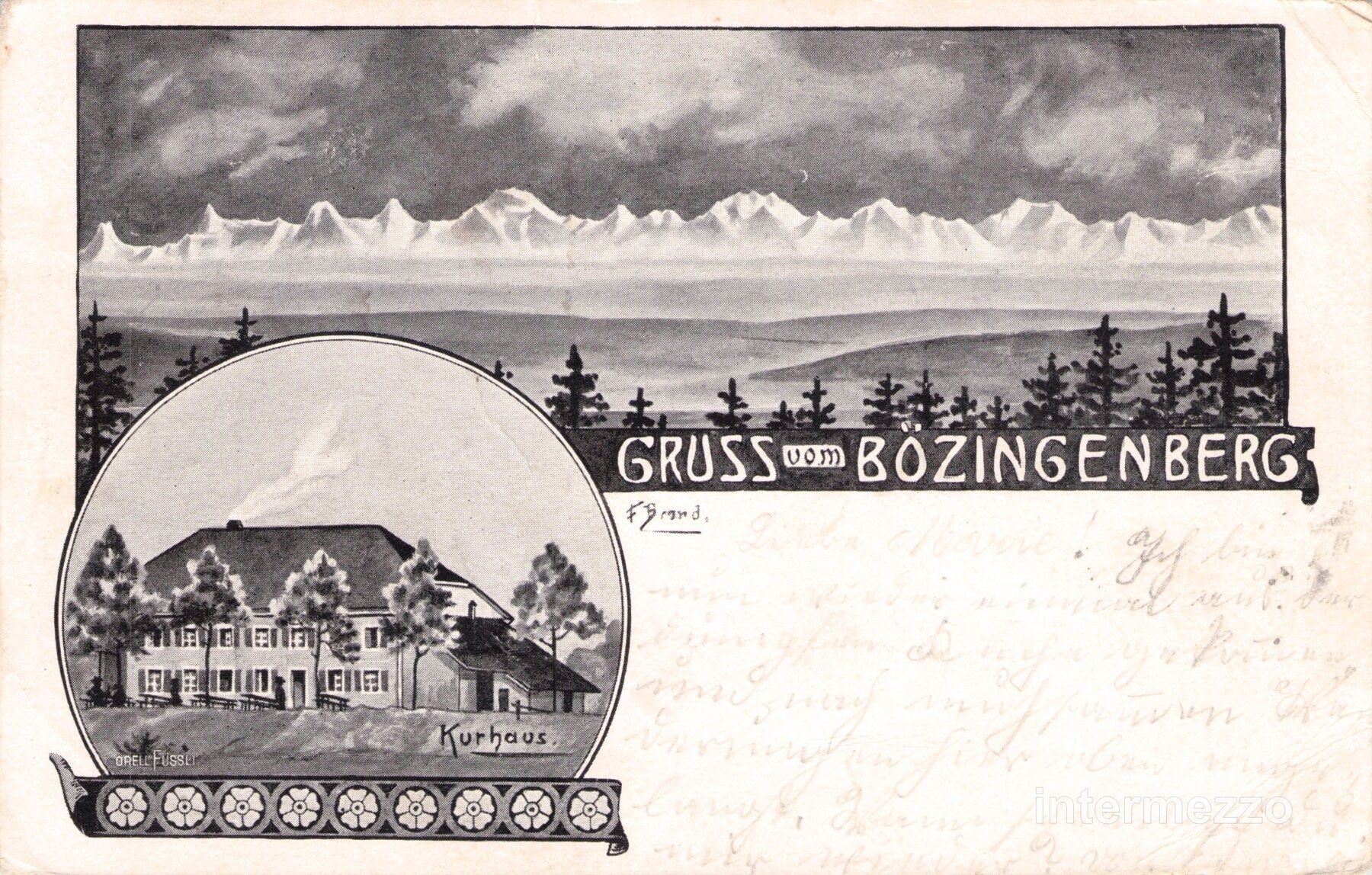 Cartoline postali: Bözingenberg BE // 1906 Litho Kurhaus – Usato da Basel venduto da intermezzo12