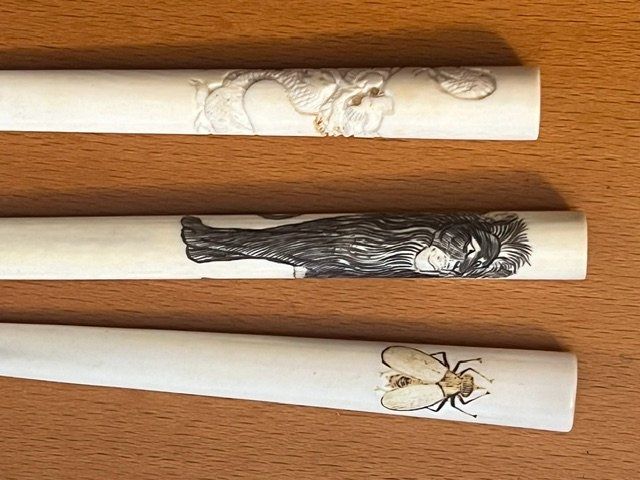 Tabakpfeifen & Zubehör: Set di 3 bocchini per sigarette con decori – Gebraucht aus S. Pietro von SORETOLO 1