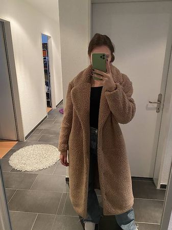 Trendiger Teddy Mantel, Beige, Gr. M, von H&M