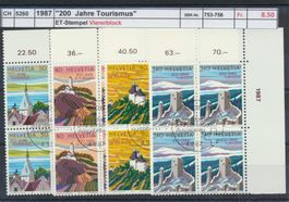1987 "200 Jahre Tourismus", Viererblock, ET - Stempel