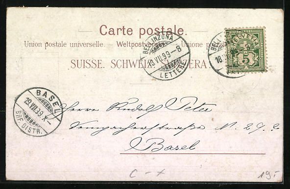 Cartoline postali: Litho Bellinzona, Panoramablick auf die  – Usato da Berlin venduto da bartko-reher 1