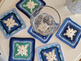 6 Häkel Coaster Glas Tassen Untersetzer Begonie handgemacht