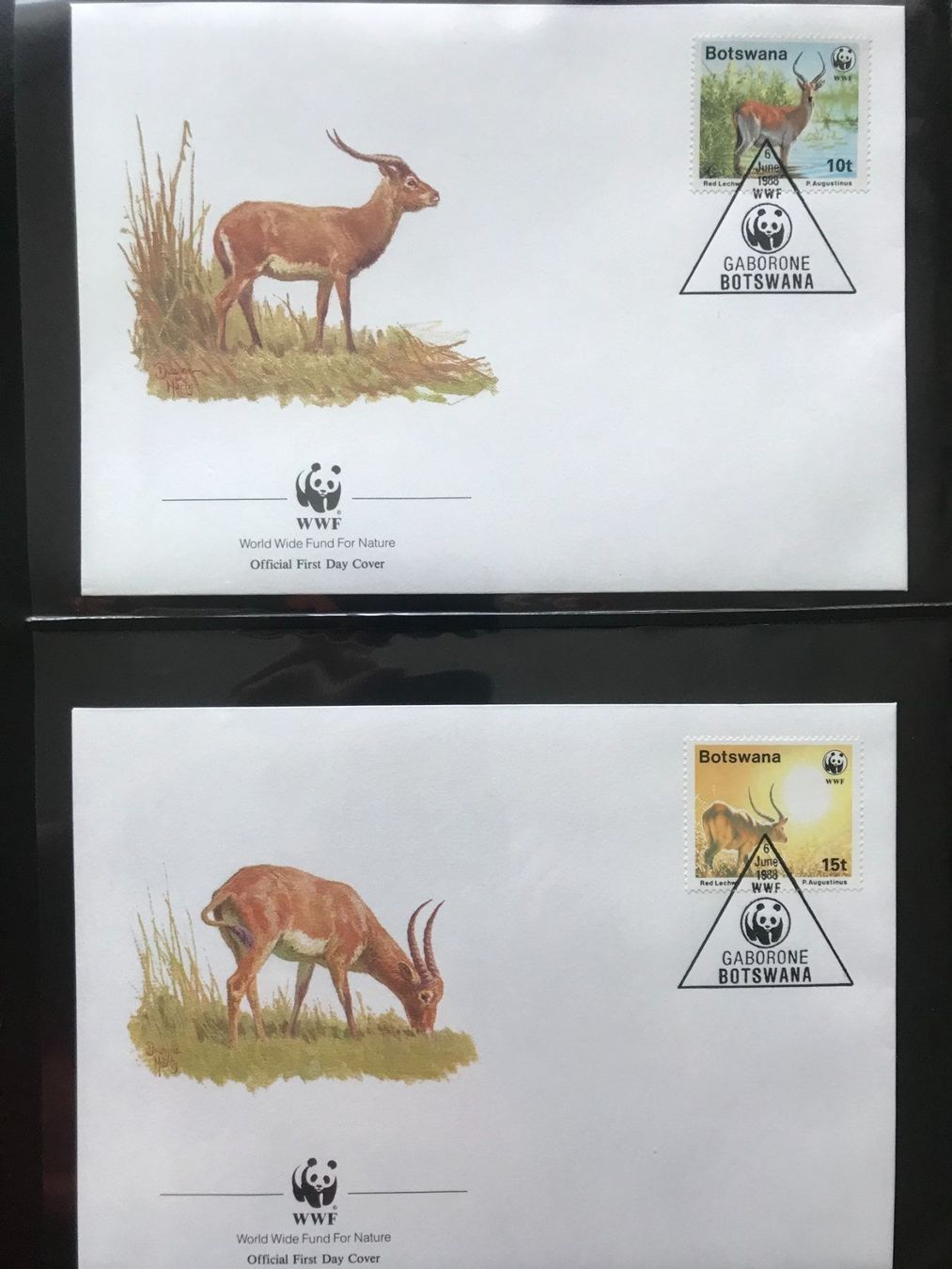 Alle Briefmarken: WWF Botswana 1988 Roter Litschi Satz Ersttagsbriefe – Neu (gemäss Beschreibung) aus Winterthur von schnueps