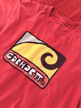 Carhartt T-Shirt Logo Print Red Size L