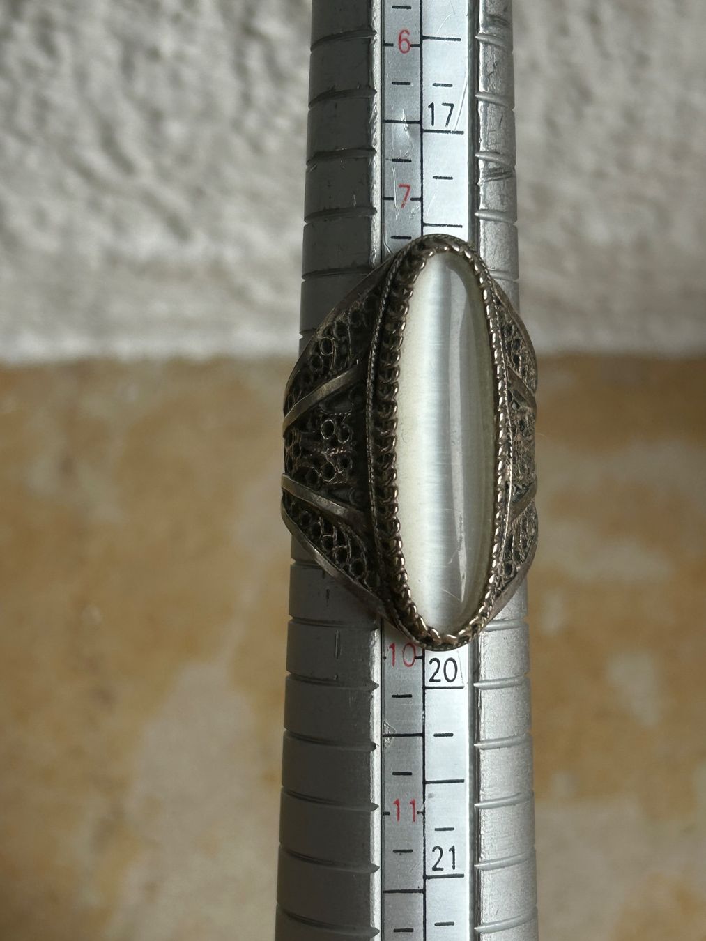 Anelli: Vintage Ring mit Mondstein, 925er Silber, filigran – Usato da Basel venduto da bellespirit 8