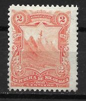 Nicaragua 1893: Berglandschaft 2 Centavos zinnober