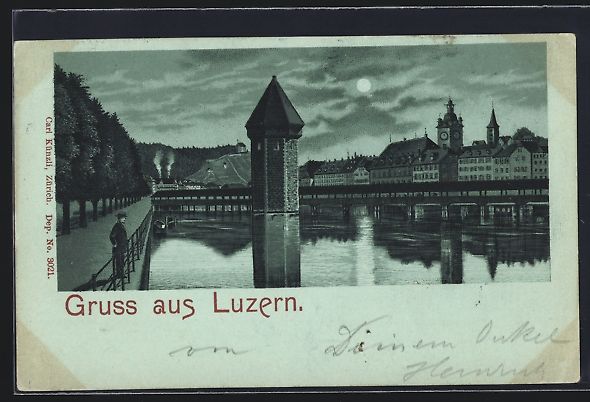 Cartes postales: Mondschein-Lithographie Luzern, Uferpart – D'occasion à Berlin par bartko-reher