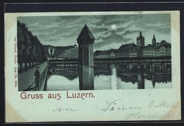 Mondschein-Lithographie Luzern, Uferpart