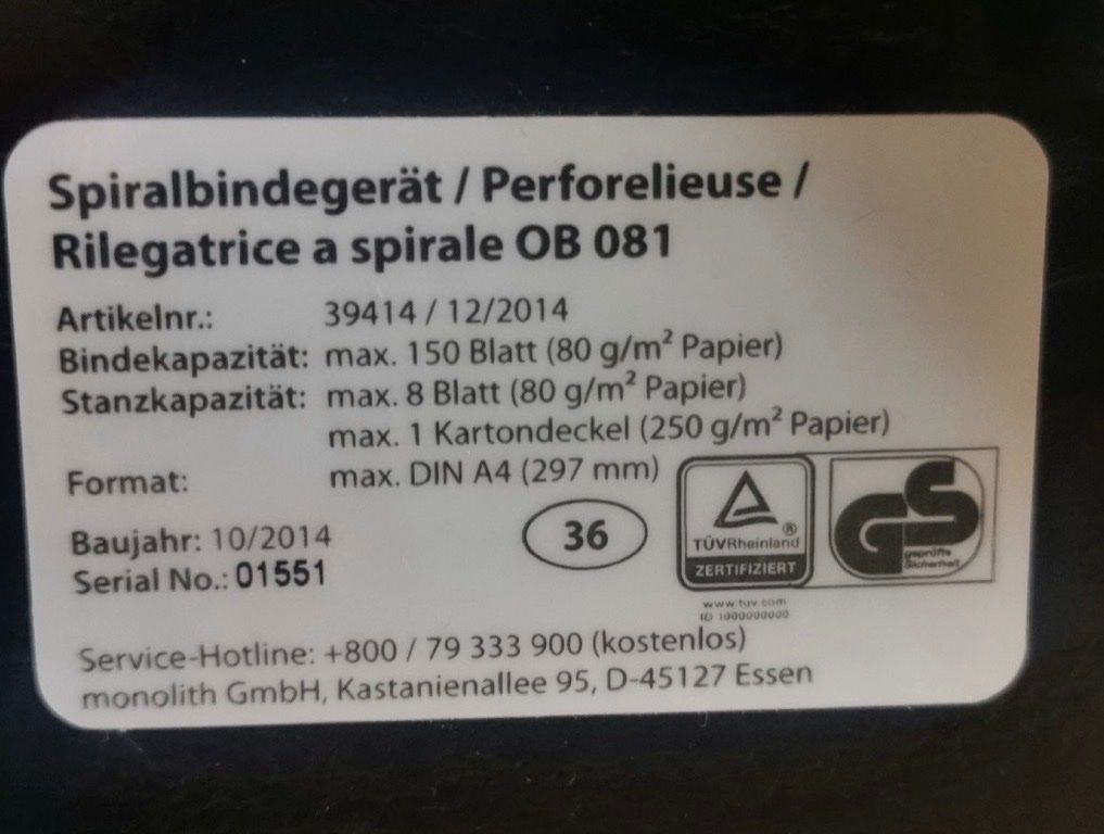 Machines à relier: Spiralbindegerät – D'occasion à Ermenswil par mar.nath 2