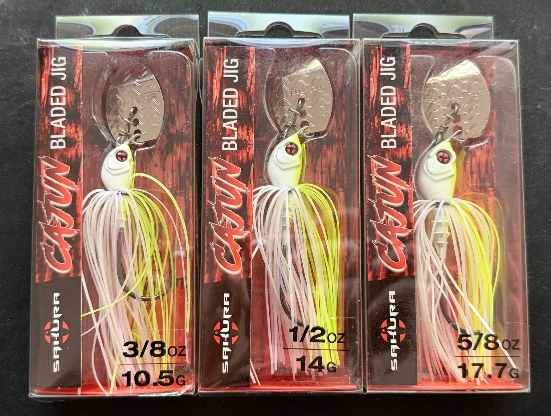 Köder: Sakura CAJUN Chatterbait 3er Mix-Set 8 - 10.5gr - 17.7gr – Neu und originalverpackt aus Widnau von Fishingtackle_Oggy