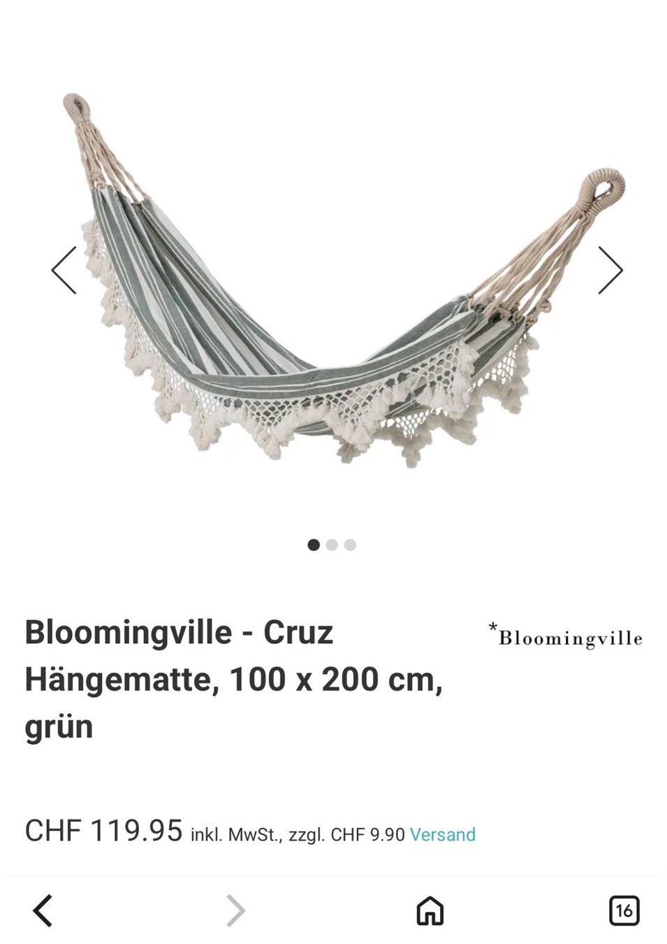 Hängematten: Wunderschöne "Bloomingville-Gruz Hängematte – Gebraucht aus Sirnach von FastDeins 1