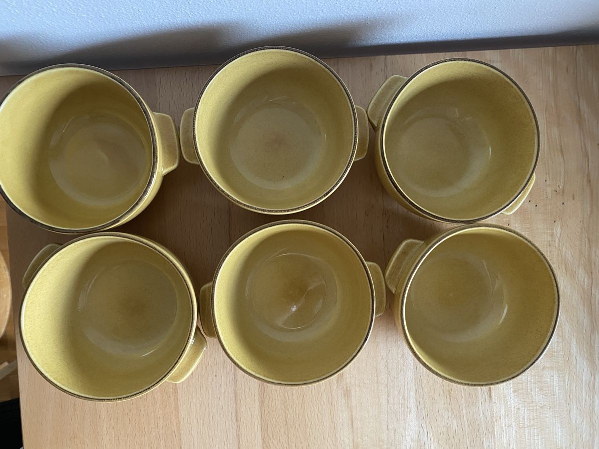 Rössler Ciotole: 6 Rössler Suppentassen/Bols/Schälchen senfgelb – Usato da Schwarzenburg venduto da Michellu 1