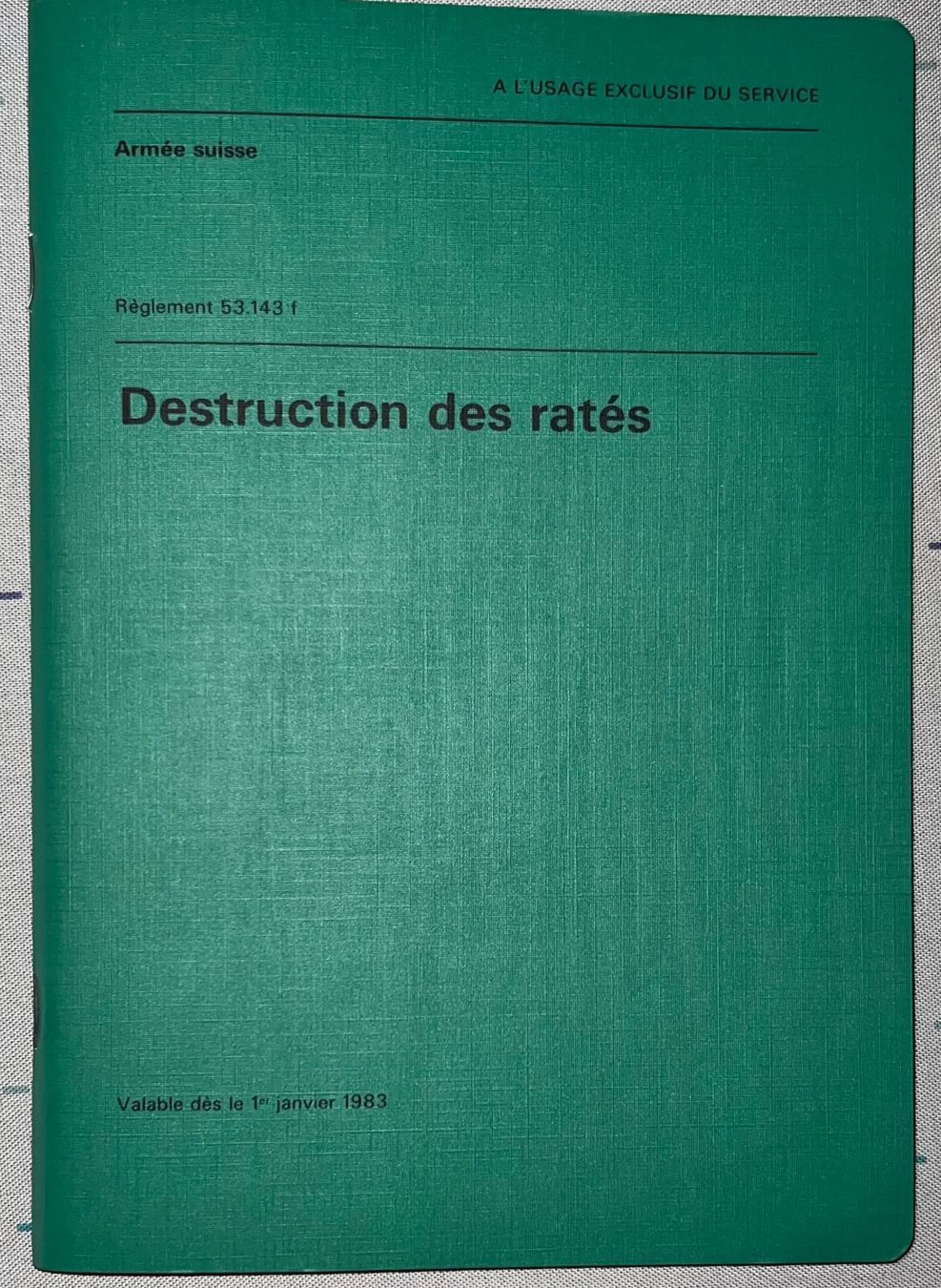 Bücher: Règlement destruction raté munition grenade obus Geschoss – Gebraucht aus Nyon von 65d45 7