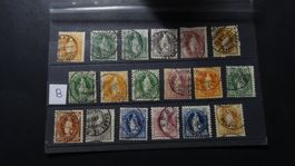 schönes Lot stehende Helvetia 18 Werte 111