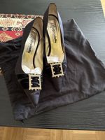 Pumps Grazziello Grösse 39 schwarz mit Schmuckstein-Schnalle