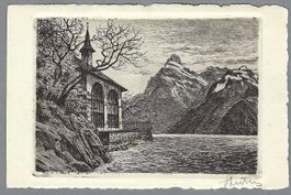 TELLSKAPELLE, ORIGINAL-RADIERUNG HANDHABZUG SIGN. STURM
