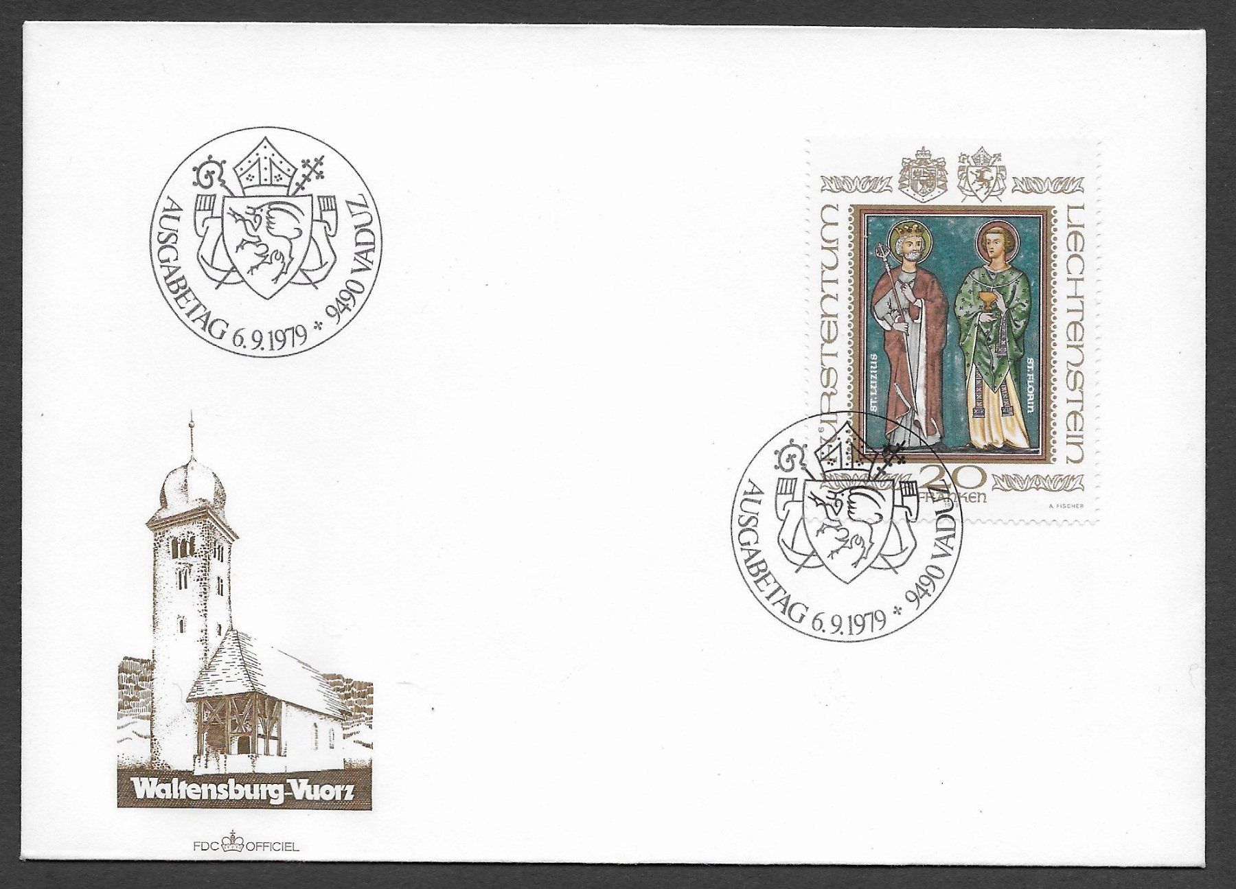 Alle Briefmarken: 1979: FL Landespatrone 20 Fr.FDC Nr.672 – Gebraucht aus Walperswil von Tcheidi