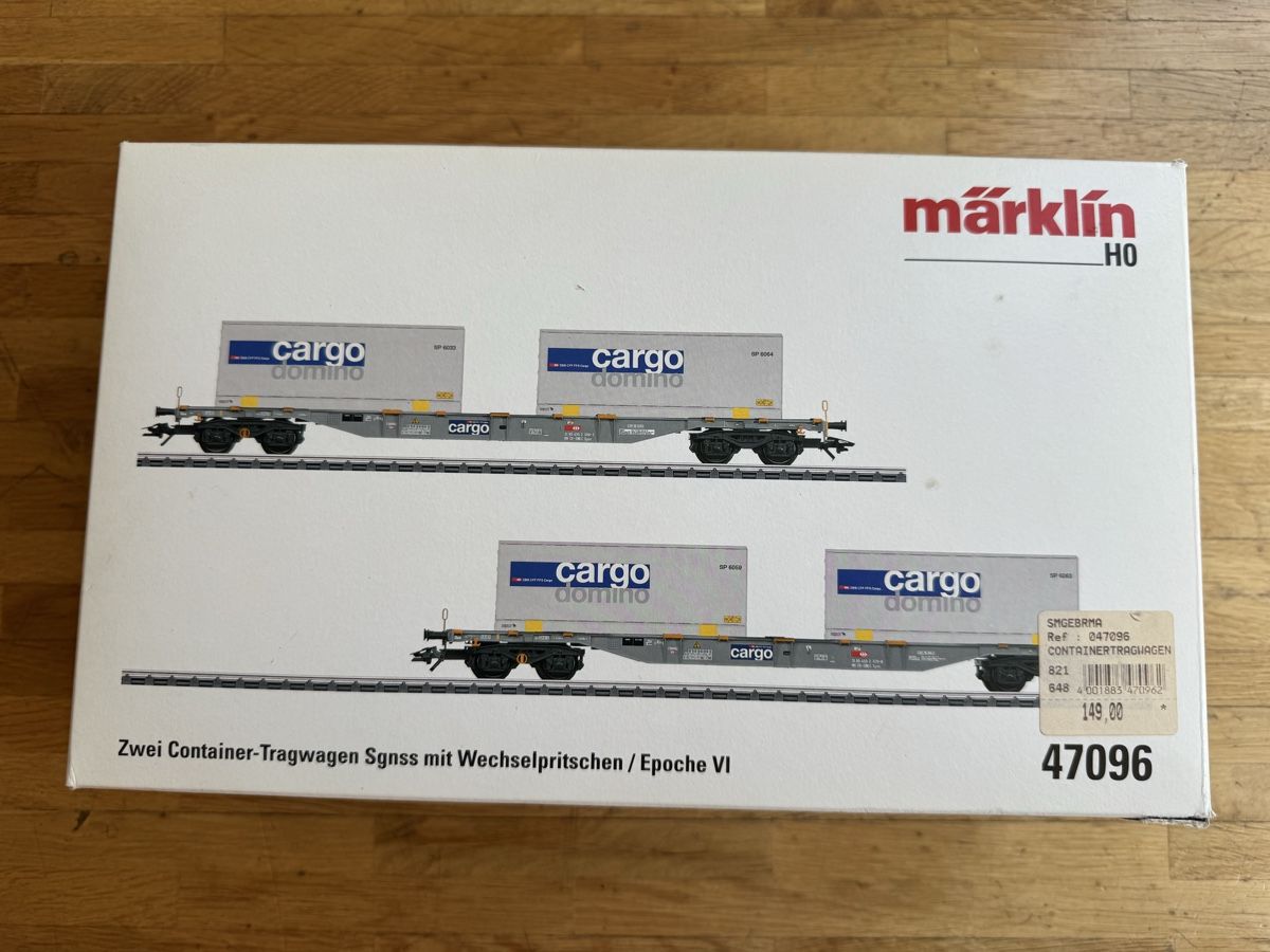 Märklin Modellini di ferrovie: Märklin 47096 H0 SBB Containertragwagen-Set – Usato da Zürich venduto da Maxim0357