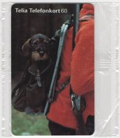 wandernder Jagdhund - ungebrauchte Telefonkarte von SCHWEDEN