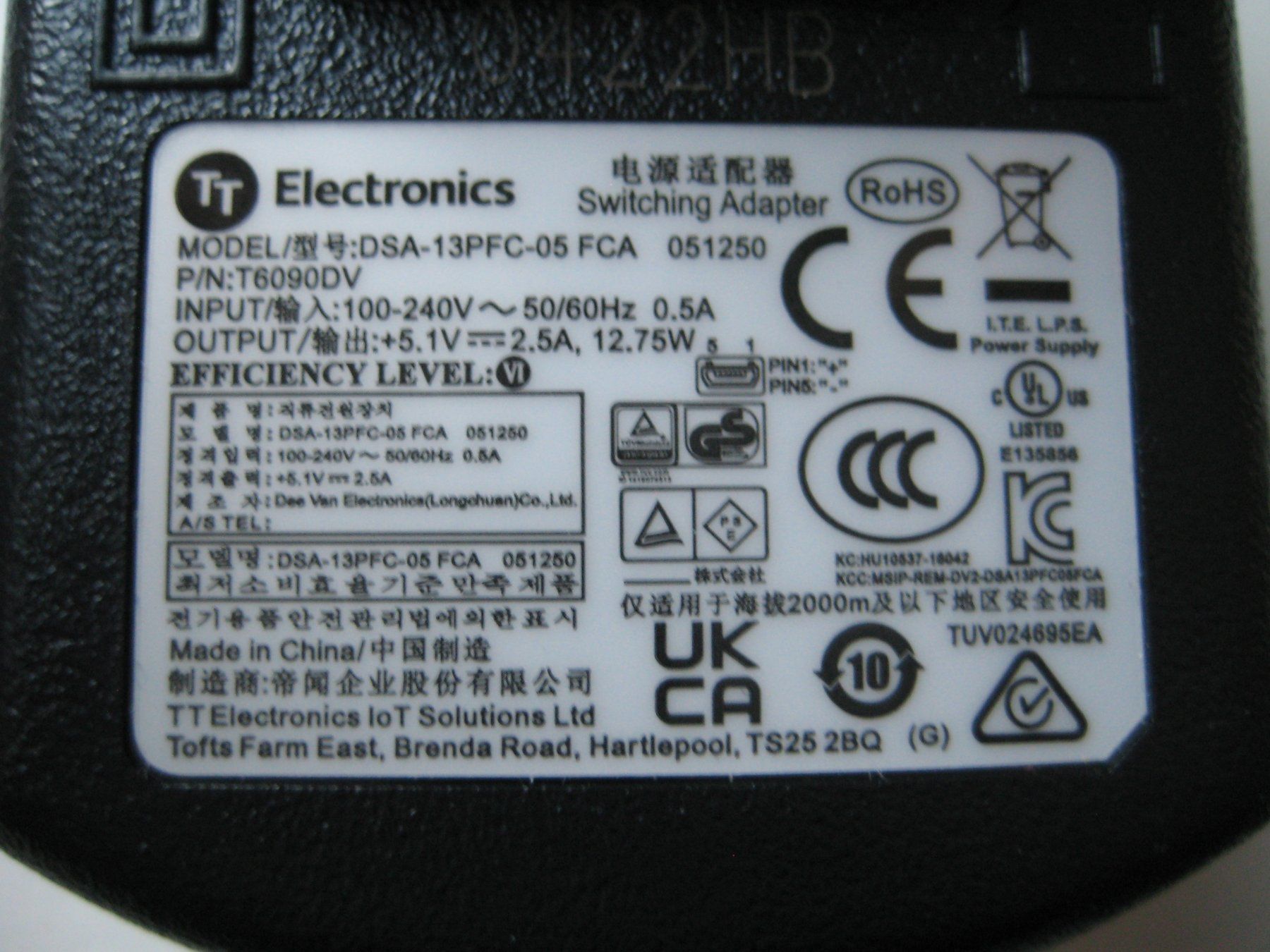 Unità & Adattatore: Netzteil TT Electronics DSA-13PFC-05 FCA 5.1V 2.5A Raspberry – Usato da Jona venduto da Downsmoger 3