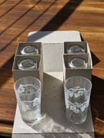 Süsser 6er Glas-Set mit Trauben-Motiv. Rarität!