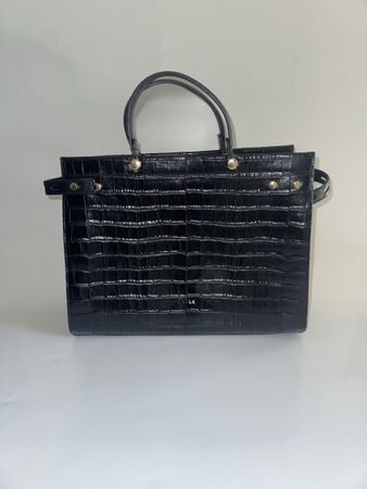 Original Furla Croco Leder Handtasche Schwarz