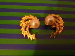 Elegante Vintage Ohrclips Ohrringe mit Perlen - Goldfarben!