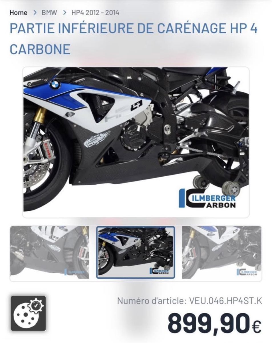 BMW Tutti i ricambio per moto: Sabot Carbon - BMW S1000RR – Usato da Courtepin venduto da KevinAz