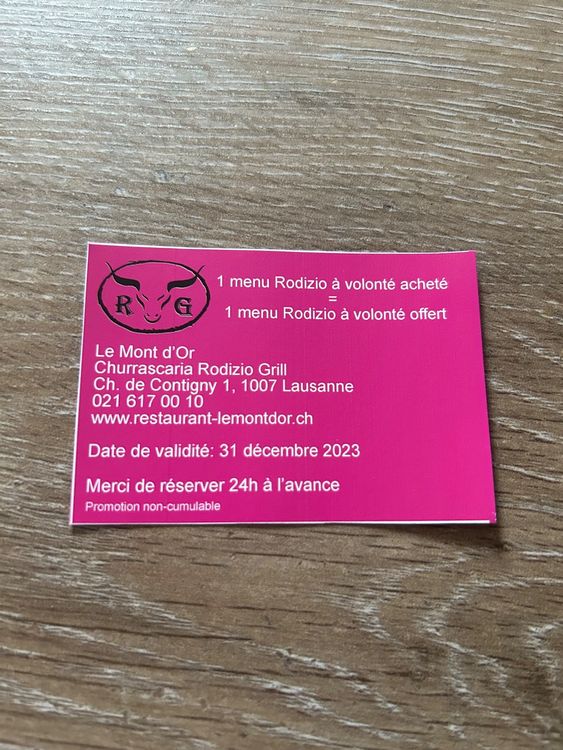 Rodizio Grill coupon menu à volonté offert | Kaufen auf Ricardo