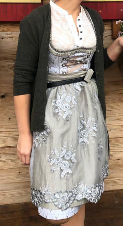 Dirndl, MarJo, Grösse 38/40, grau, Bestickt