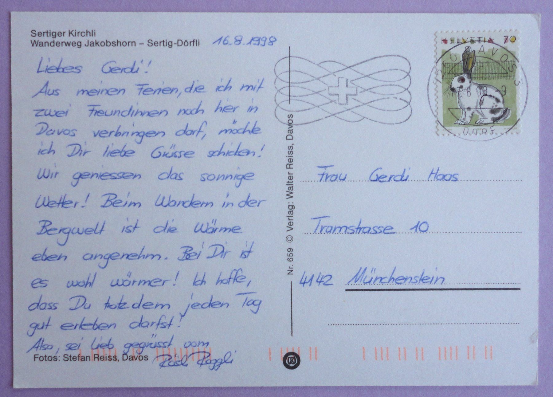 Cartoline postali: Davos Sertig Dörfli – Usato da Fétigny venduto da Billy2miny 1