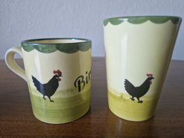 2 Becher,  Zeller Keramik  ,Hann und Henne