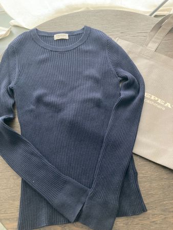 REPEAT Rundhalspullover, Gr. 38, Baumwolle/Viskose, Navy