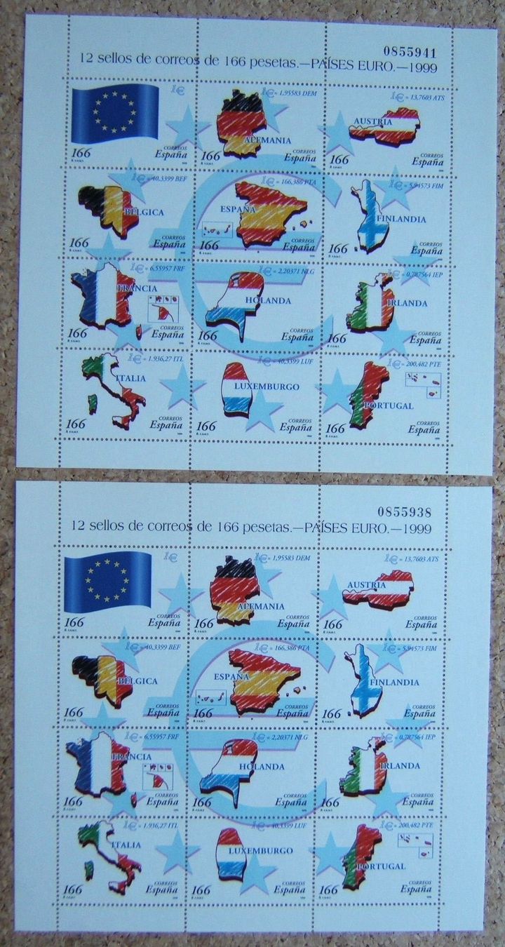 Tutti i francobolli: SPANIEN 2 KLEINBOGEN LÄNDER EUROPA 1999 PF – Nuovo (secondo la descrizione) da Brunnen venduto da Nonne04