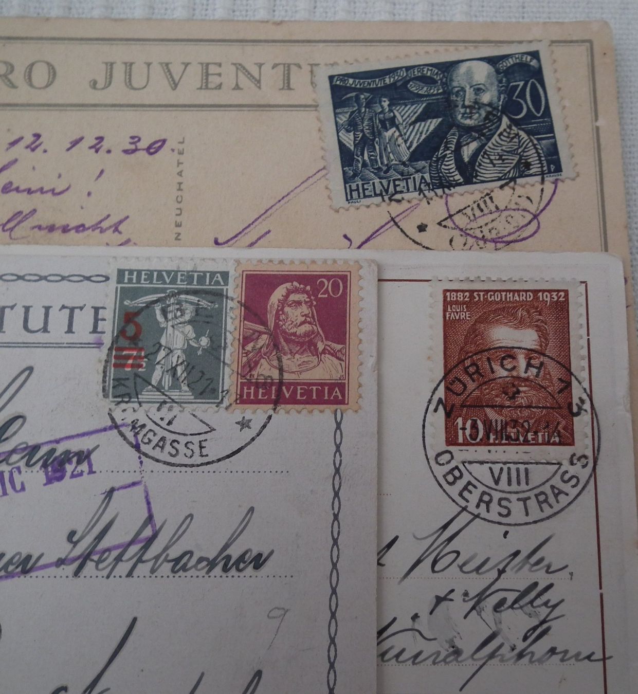 Tutti i francobolli: Pro Juventute Postkarten  3 Karten  Diverse – Usato da Kriens venduto da WULLU99 2