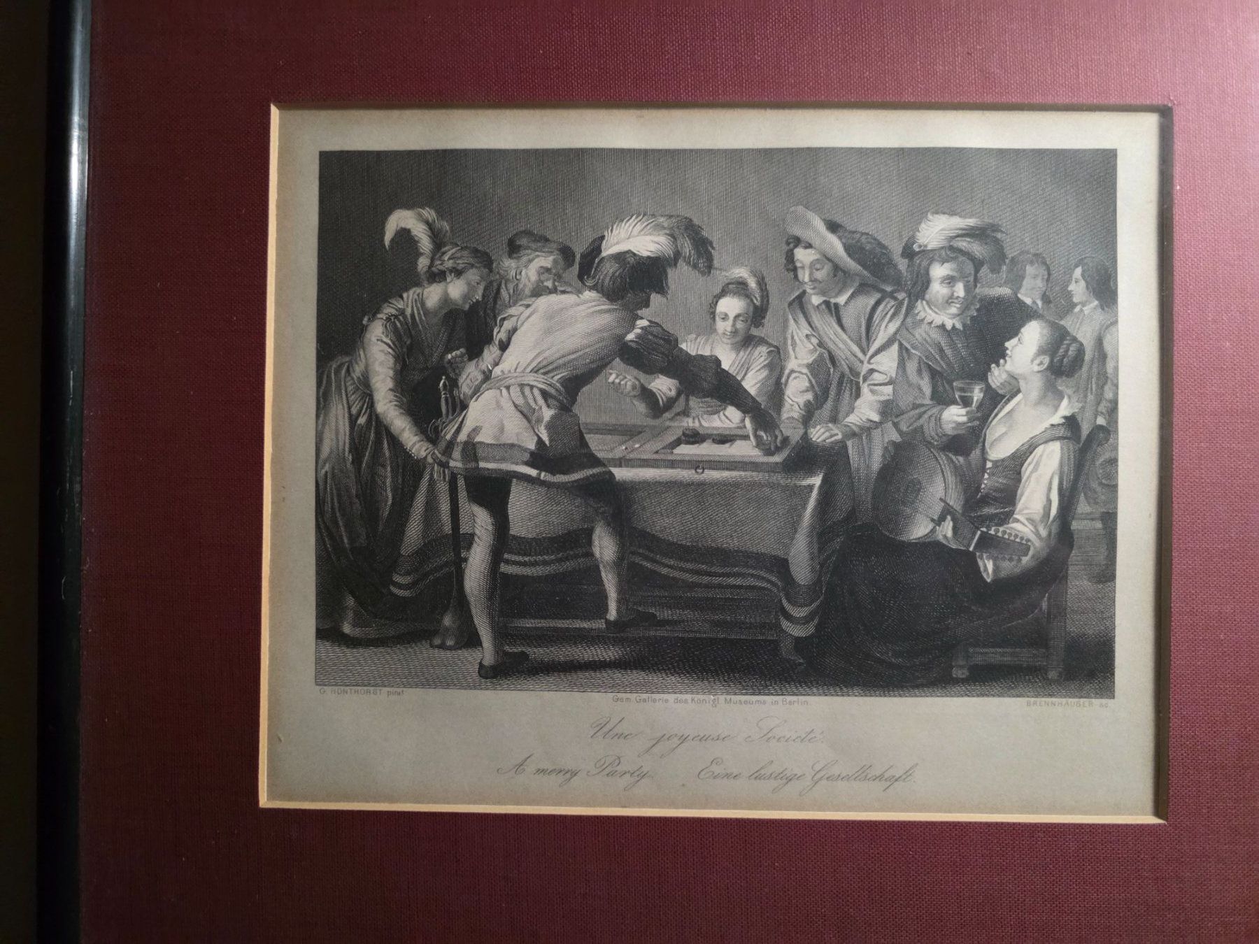 Stiche: Stich - G. Honthorst - Brennhäuser - Eine lustige Ges. – Gebraucht aus Walterswil BE von Lonitti 1
