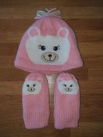 Rosa Winter Set Gr. 48, Mütze & Fäustlinge, Top Zustand!