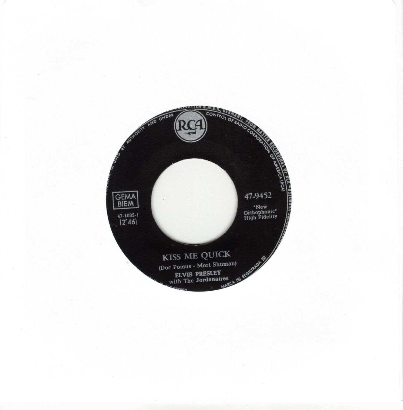Schallplatten: Elvis Presley  --  Kiss me Quick   Single7 – Gebraucht aus Rheinau von thealbum