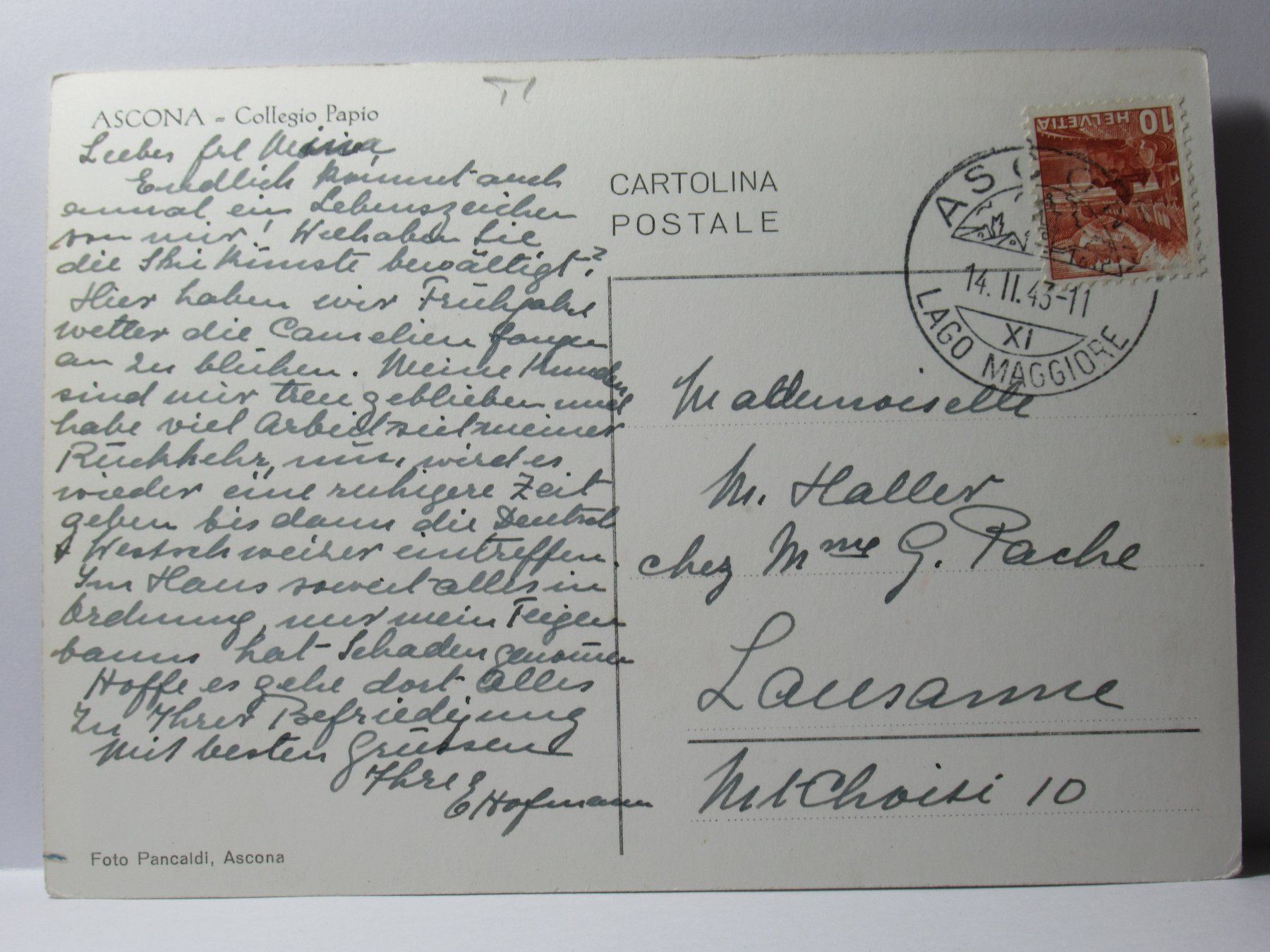 Cartes postales: Ascona - Collegio Papio 1943 – D'occasion à Grenchen par Bluemchen1900 1