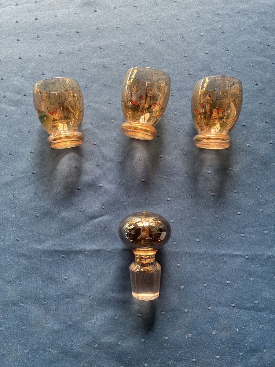 Caraffe: Glaskaraffe + 3 Gläschen mit Landschaftsmotiv – Usato da Dornach venduto da Rosengarten 6