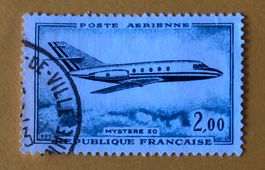 Briefmarke aus Frankreich Dassault Mystère 20 gestempelt 