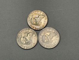3 Eisenhower Dollar Münzen USA 
