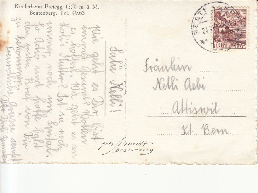 Cartoline postali: Beatenberg Freiegg 1940 – Usato da Bürglen TG venduto da StampGraf 1