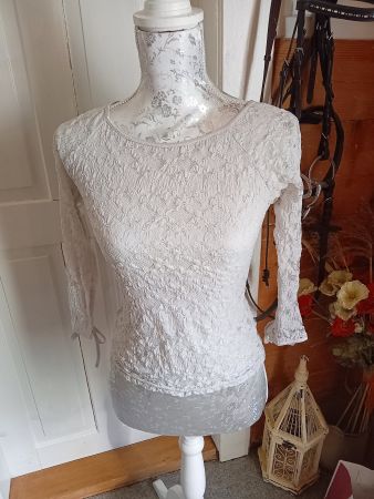 Haut Un Deux Trois blanc dentelle taille 34/36 bon état