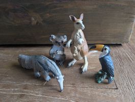 Schleich-Set: Känguru, Koala, Ameisenbär, Tucan