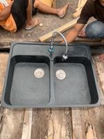 Spülbecken Küchenspüle Natur Stein Doppel Spül Waschbecken