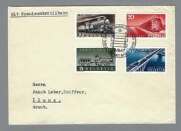 1947, FDC 100 J. SCHW. EISENBAHNEN ET-0 9.VII.47 (Z/277-280)