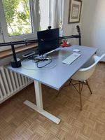 Höhenverstellbarer Schreibtisch Grau/Weiss