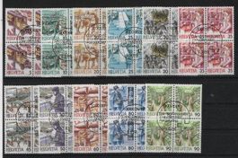 1986-1987 Viererblockserie ET Postbeförderung ohne 0.75 Rp.