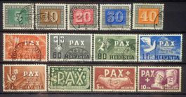 SVIZZERA 1945: La série PAX, oblitérée